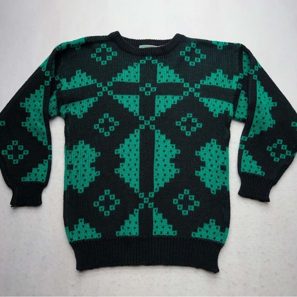 Vintage Stefano International Green and Black Sweater Women’s Size Medium